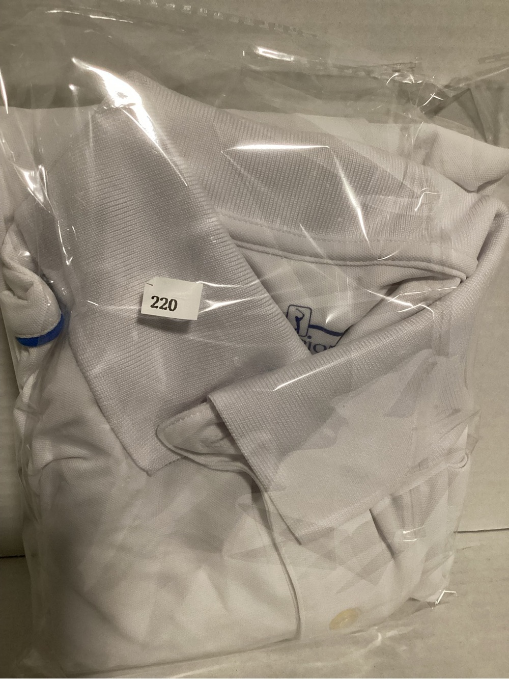Champion White Polo with Blue Diamond Chest Pattern *GOLFWEAR* Size M - Picture 5 of 5